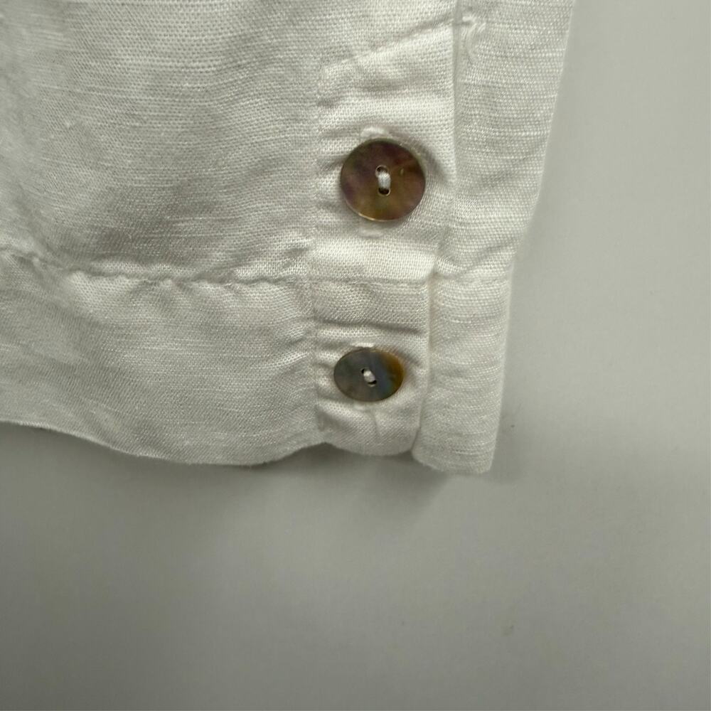 Hot Cotton Linen Cotton Pants Womens L White Cropped Pull On Coastal Minimalist - Picture 5 of 7